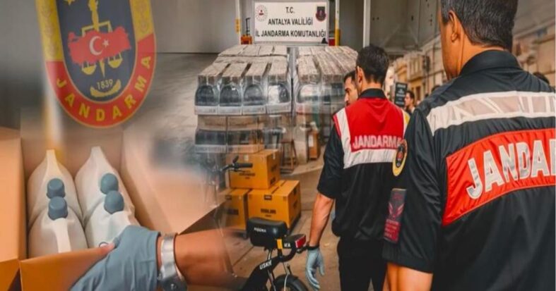 Antalya’da düzenlenen operasyonda 119 bin 500 litre sahte alkol ele geçirildi